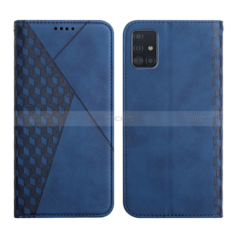 Handytasche Stand Schutzhülle Flip Leder Hülle Y02X für Samsung Galaxy A71 5G Blau