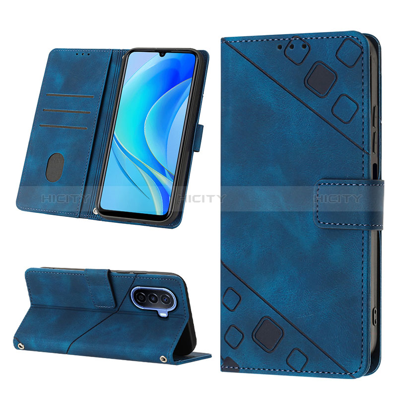 Handytasche Stand Schutzhülle Flip Leder Hülle Y03B für Huawei Nova Y70 Plus groß