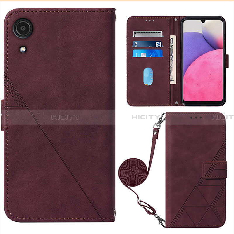 Handytasche Stand Schutzhülle Flip Leder Hülle Y03B für Samsung Galaxy A03 Core Fuchsie Plus