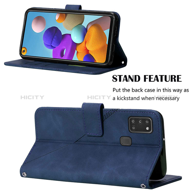 Handytasche Stand Schutzhülle Flip Leder Hülle Y03B für Samsung Galaxy A21s groß