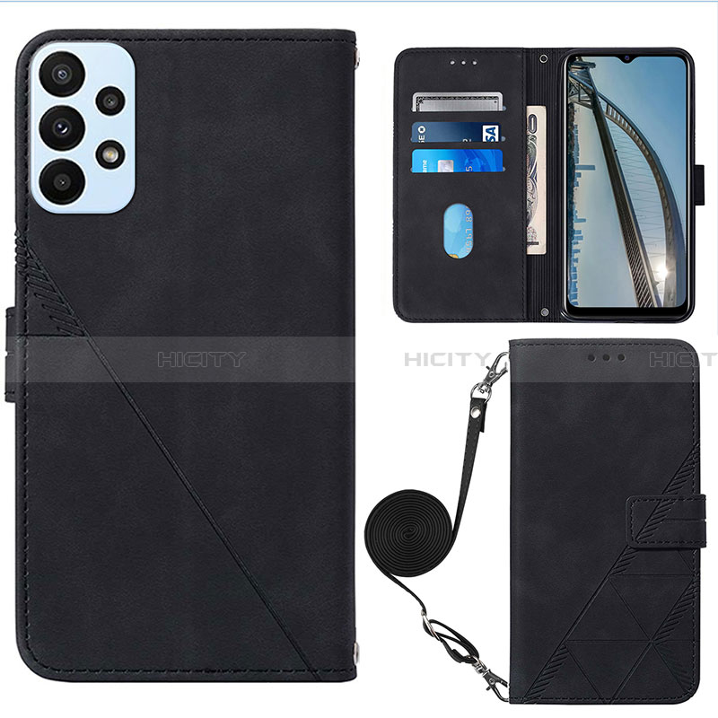 Handytasche Stand Schutzhülle Flip Leder Hülle Y03B für Samsung Galaxy A23 4G Schwarz Plus