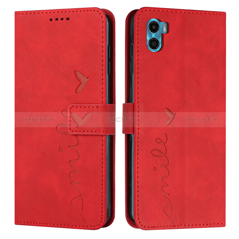 Handytasche Stand Schutzhülle Flip Leder Hülle Y03X für Motorola Moto E32 India Rot