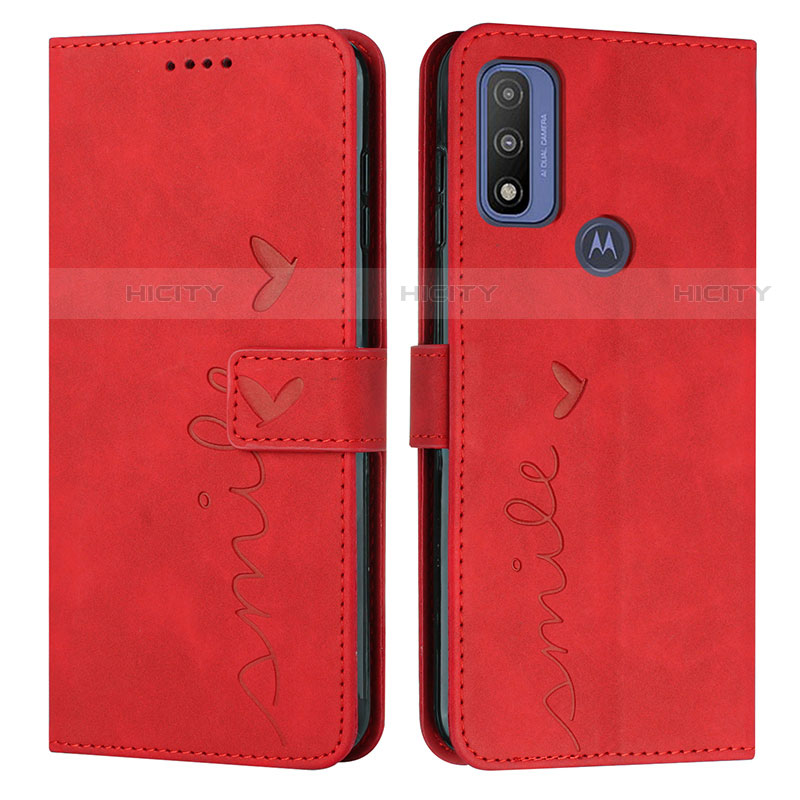 Handytasche Stand Schutzhülle Flip Leder Hülle Y03X für Motorola Moto G Pure Rot