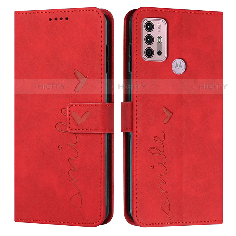 Handytasche Stand Schutzhülle Flip Leder Hülle Y03X für Motorola Moto G30 Rot Plus