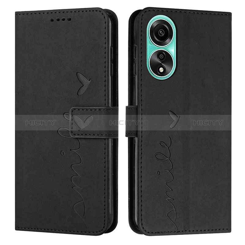 Handytasche Stand Schutzhülle Flip Leder Hülle Y03X für Oppo A18 Schwarz