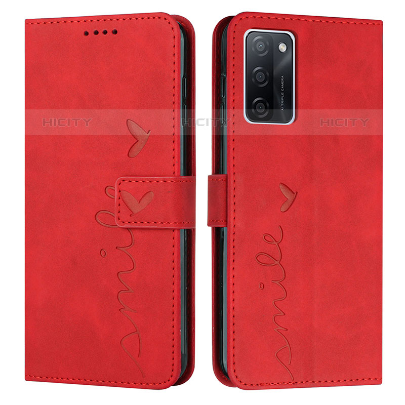 Handytasche Stand Schutzhülle Flip Leder Hülle Y03X für Oppo A55S 5G Rot Plus