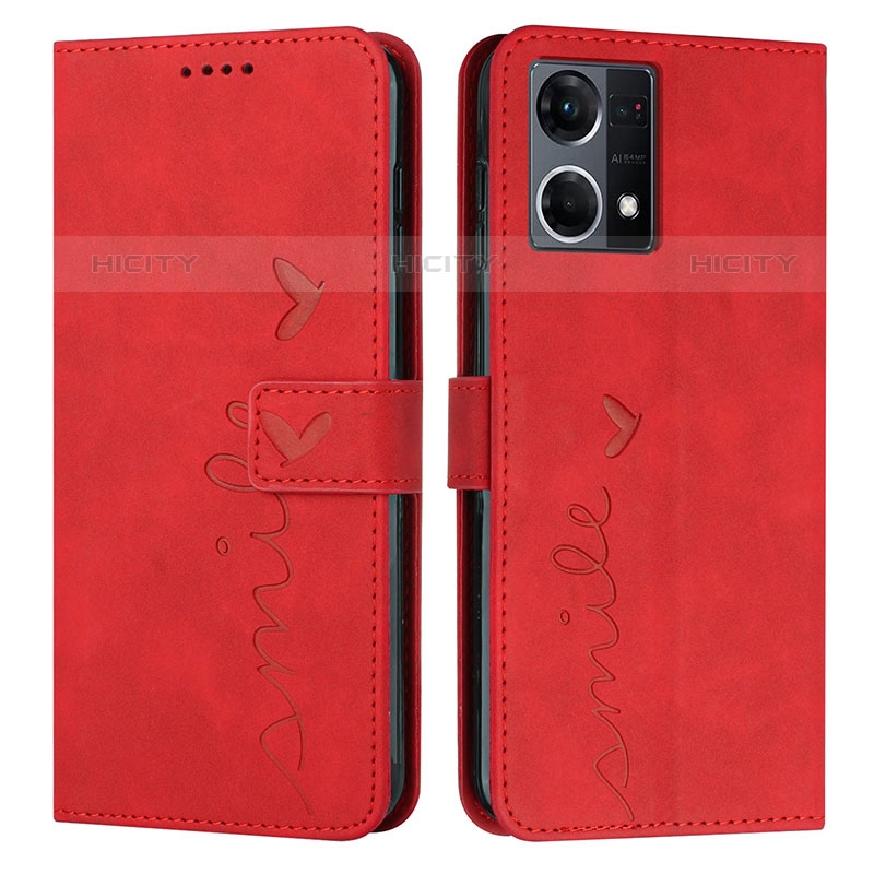 Handytasche Stand Schutzhülle Flip Leder Hülle Y03X für Oppo F21 Pro 4G Rot Plus