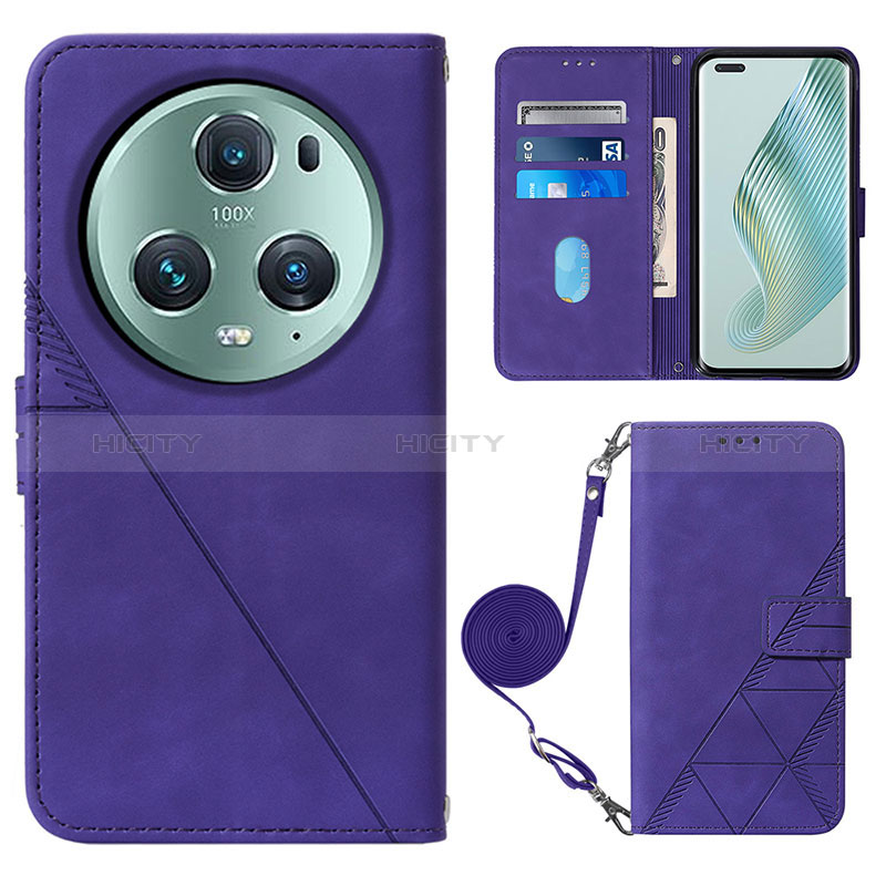 Handytasche Stand Schutzhülle Flip Leder Hülle Y04B für Huawei Honor Magic5 Pro 5G Violett Plus