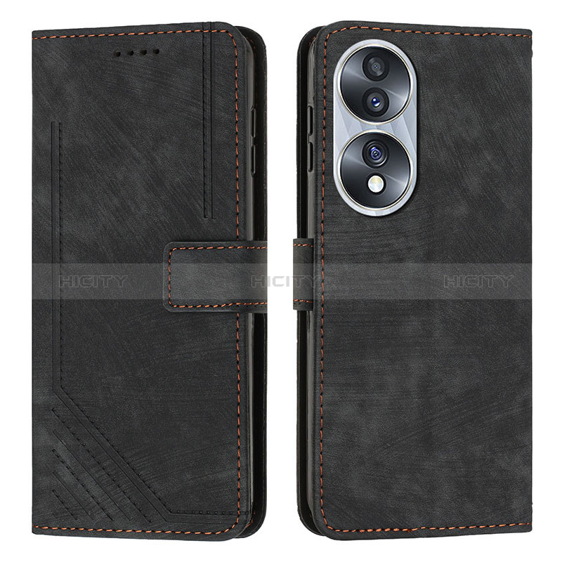 Handytasche Stand Schutzhülle Flip Leder Hülle Y07X für Huawei Honor X7b Schwarz