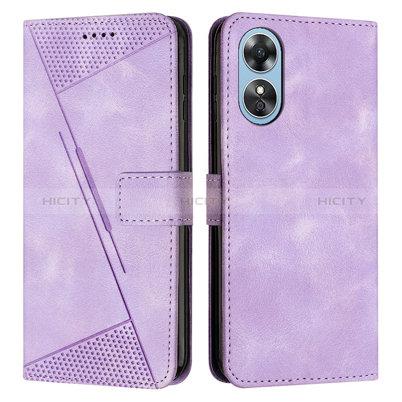 Handytasche Stand Schutzhülle Flip Leder Hülle Y07X für Oppo A17 Violett Plus