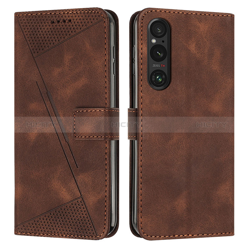 Handytasche Stand Schutzhülle Flip Leder Hülle Y07X für Sony Xperia 1 V Braun