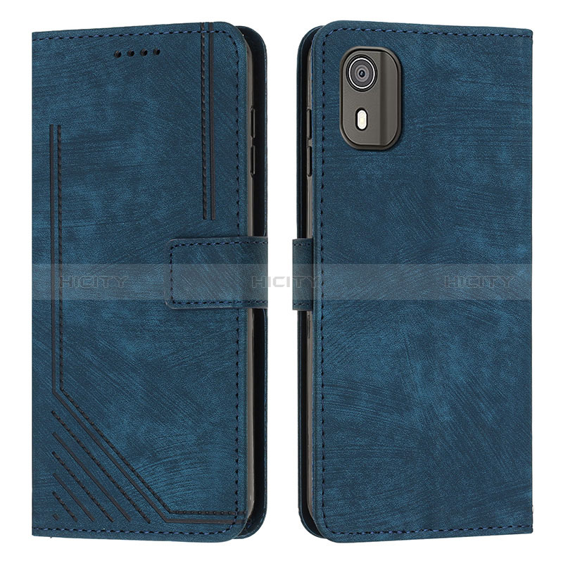 Handytasche Stand Schutzhülle Flip Leder Hülle Y08X für Nokia C02 Blau