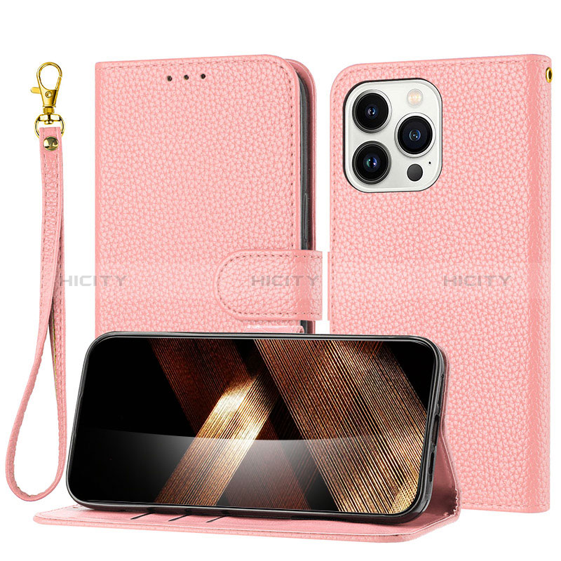 Handytasche Stand Schutzhülle Flip Leder Hülle Y09X für Apple iPhone 14 Pro Max Rosegold