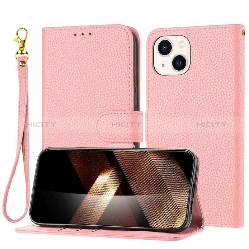 Handytasche Stand Schutzhülle Flip Leder Hülle Y09X für Apple iPhone 14 Rosegold