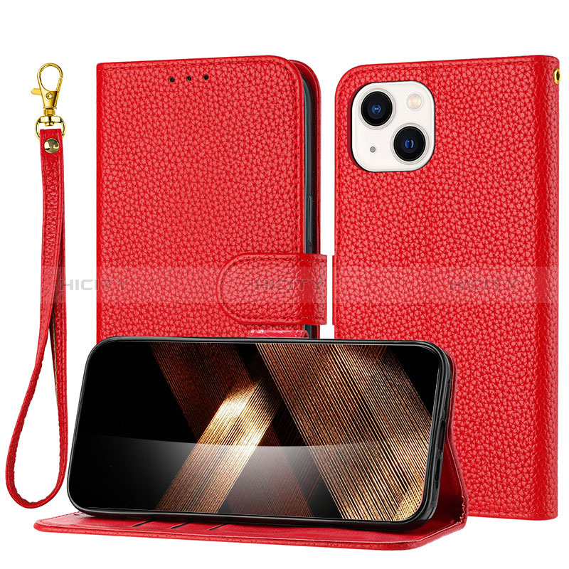 Handytasche Stand Schutzhülle Flip Leder Hülle Y09X für Apple iPhone 14 Rot