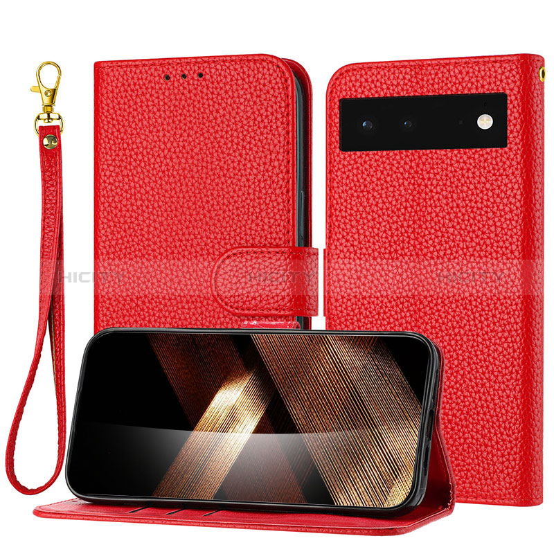 Handytasche Stand Schutzhülle Flip Leder Hülle Y09X für Google Pixel 6 5G Rot