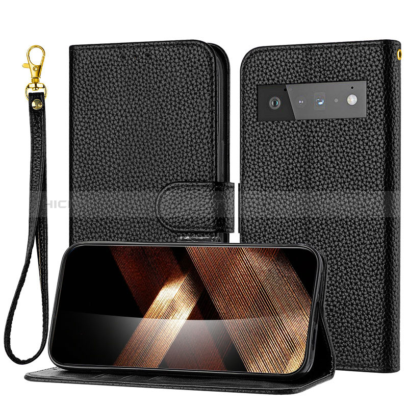 Handytasche Stand Schutzhülle Flip Leder Hülle Y09X für Google Pixel 6 Pro 5G Schwarz Plus