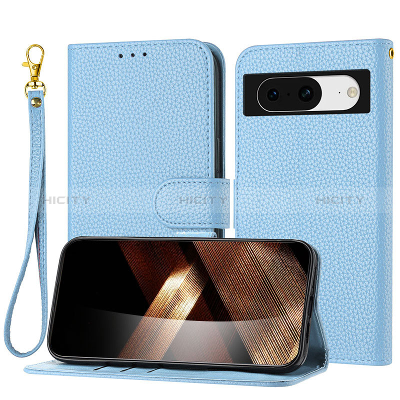 Handytasche Stand Schutzhülle Flip Leder Hülle Y09X für Google Pixel 8 5G Blau Plus