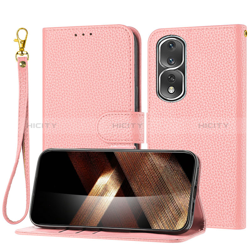 Handytasche Stand Schutzhülle Flip Leder Hülle Y09X für Huawei Honor 80 Pro 5G Rosegold