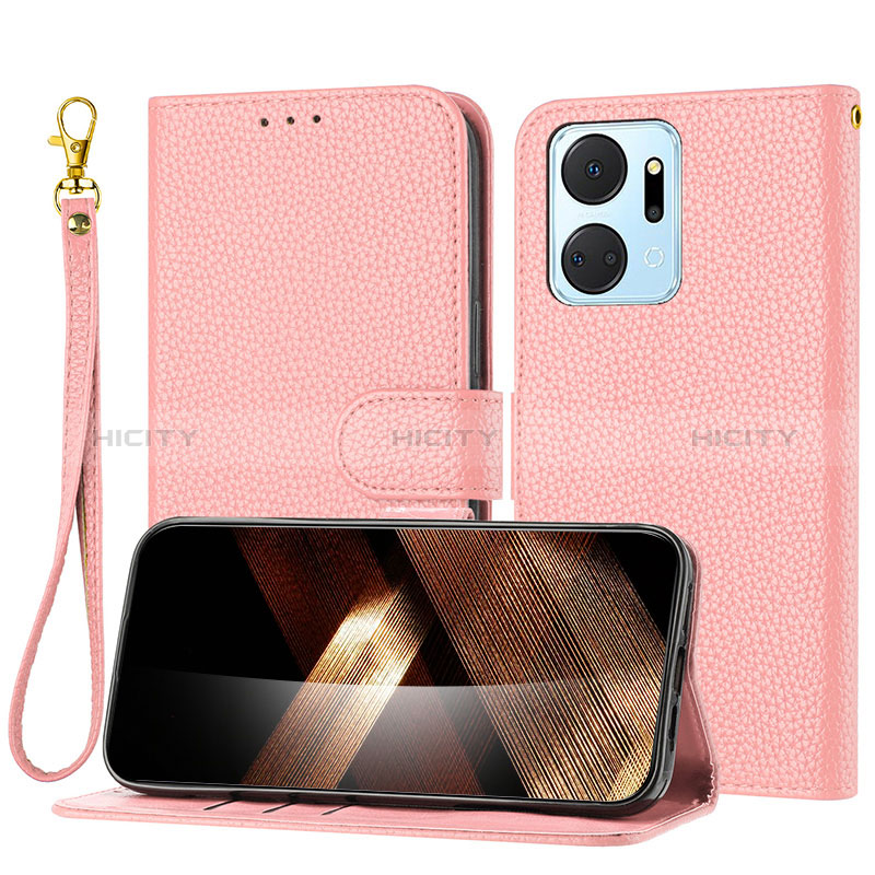 Handytasche Stand Schutzhülle Flip Leder Hülle Y09X für Huawei Honor X7a Rosegold Plus