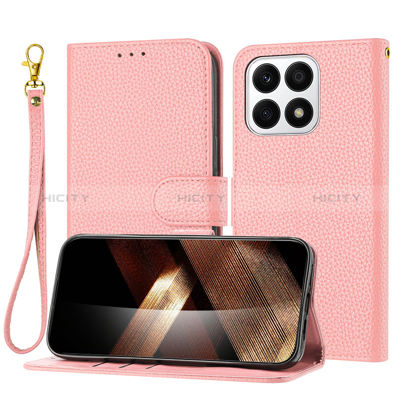 Handytasche Stand Schutzhülle Flip Leder Hülle Y09X für Huawei Honor X8a 4G Rosegold Plus