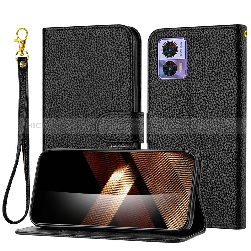 Handytasche Stand Schutzhülle Flip Leder Hülle Y09X für Motorola Moto Edge 30 Lite 5G Schwarz Plus