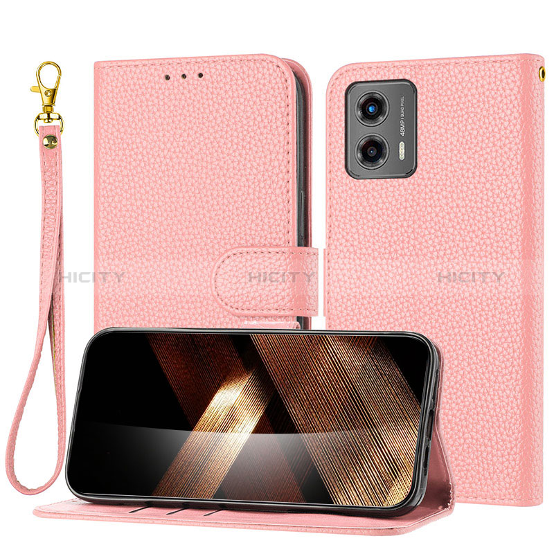 Handytasche Stand Schutzhülle Flip Leder Hülle Y09X für Motorola Moto G 5G (2023) Rosegold