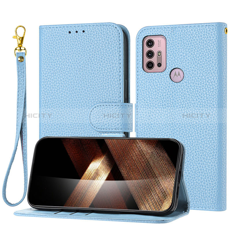 Handytasche Stand Schutzhülle Flip Leder Hülle Y09X für Motorola Moto G10 Blau