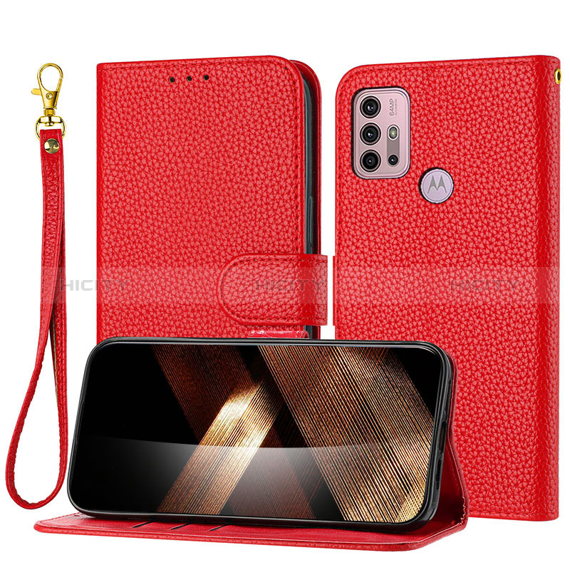 Handytasche Stand Schutzhülle Flip Leder Hülle Y09X für Motorola Moto G10 Rot