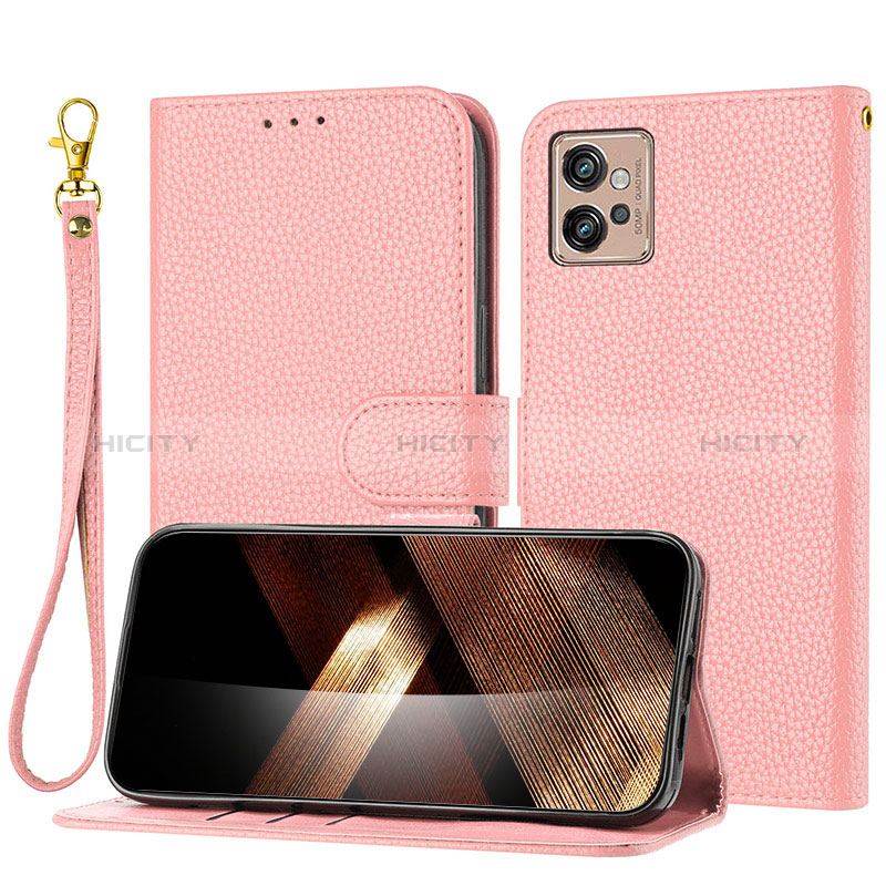 Handytasche Stand Schutzhülle Flip Leder Hülle Y09X für Motorola Moto G32 Rosegold