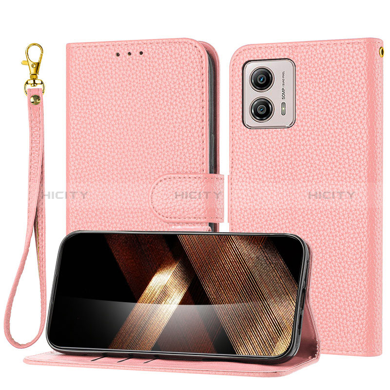 Handytasche Stand Schutzhülle Flip Leder Hülle Y09X für Motorola Moto G53 5G Rosegold Plus