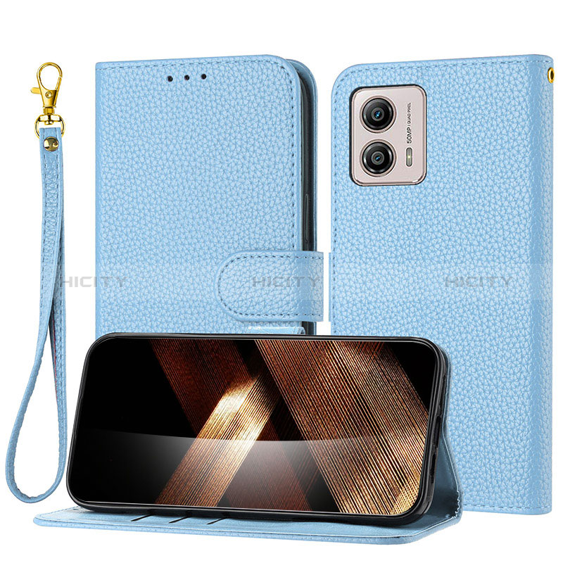 Handytasche Stand Schutzhülle Flip Leder Hülle Y09X für Motorola Moto G53j 5G Blau