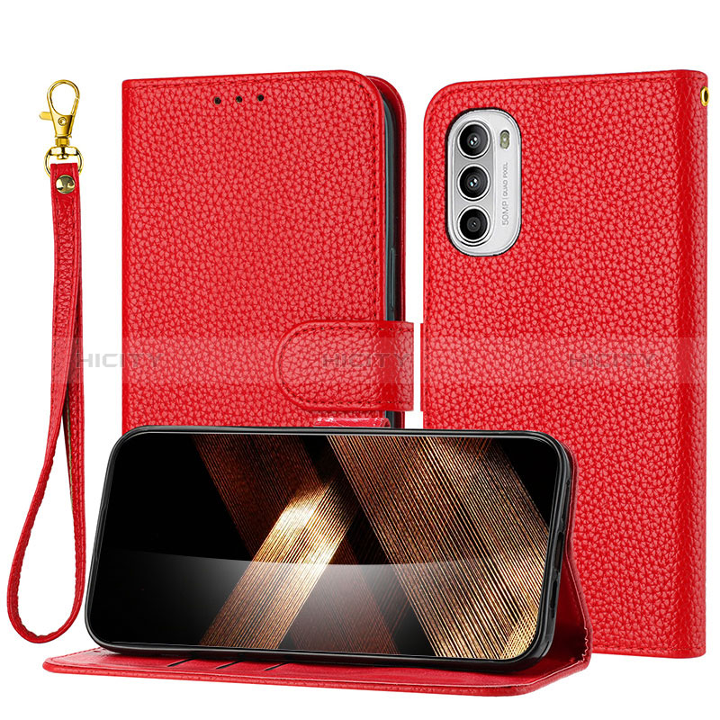 Handytasche Stand Schutzhülle Flip Leder Hülle Y09X für Motorola Moto G62 5G Rot