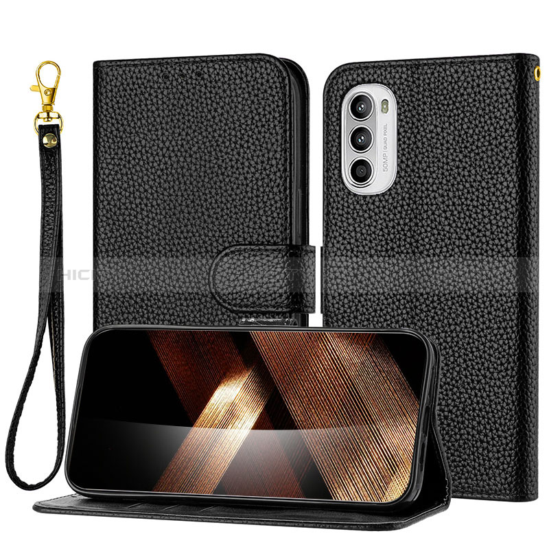 Handytasche Stand Schutzhülle Flip Leder Hülle Y09X für Motorola Moto G62 5G Schwarz