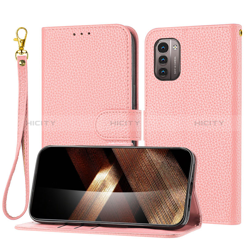 Handytasche Stand Schutzhülle Flip Leder Hülle Y09X für Nokia G21 Rosegold Plus