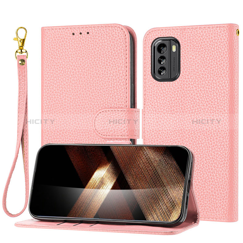 Handytasche Stand Schutzhülle Flip Leder Hülle Y09X für Nokia G60 5G Rosegold