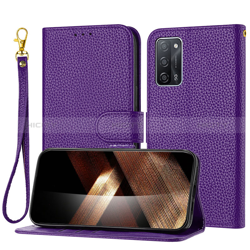 Handytasche Stand Schutzhülle Flip Leder Hülle Y09X für Oppo A55 5G Violett