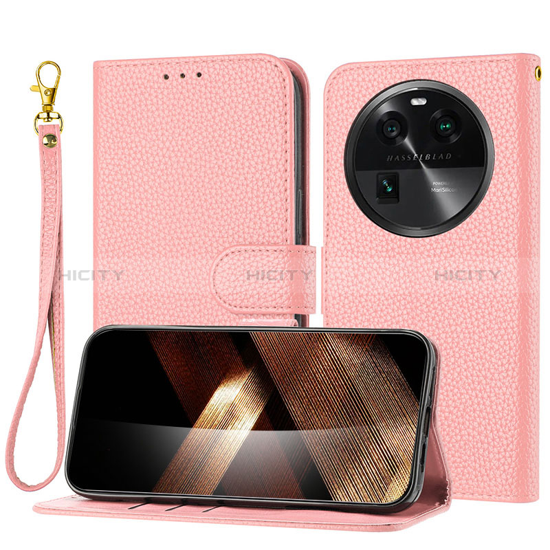 Handytasche Stand Schutzhülle Flip Leder Hülle Y09X für Oppo Find X6 5G Rosegold