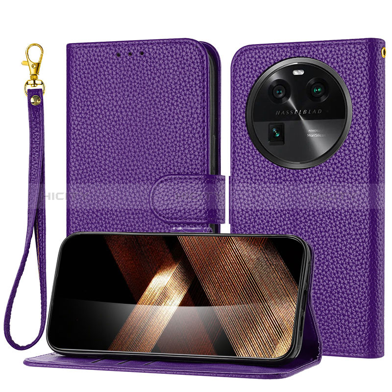 Handytasche Stand Schutzhülle Flip Leder Hülle Y09X für Oppo Find X6 Pro 5G Violett