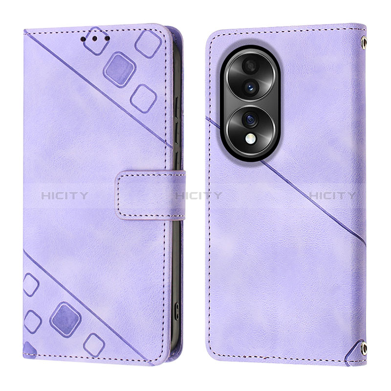 Handytasche Stand Schutzhülle Flip Leder Hülle YB1 für Huawei Honor X7b Violett Plus