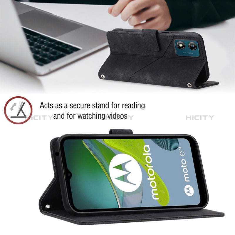 Handytasche Stand Schutzhülle Flip Leder Hülle YB1 für Motorola Moto E13