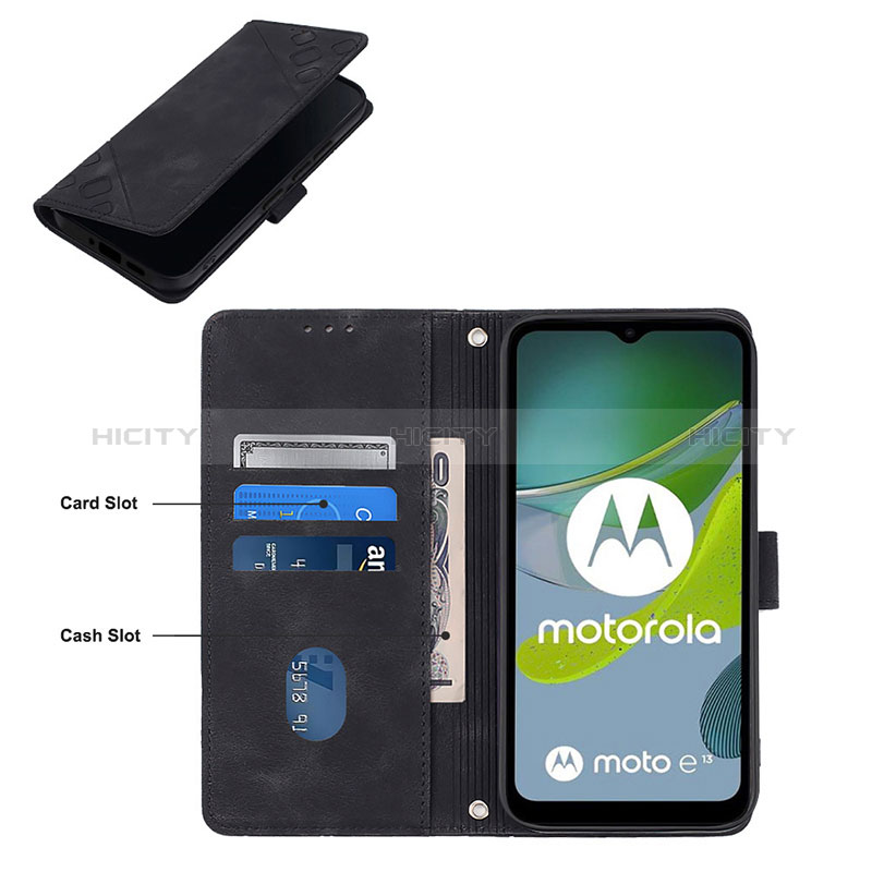 Handytasche Stand Schutzhülle Flip Leder Hülle YB1 für Motorola Moto E13