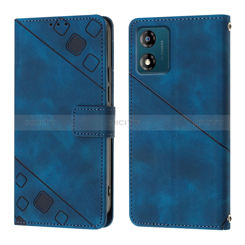 Handytasche Stand Schutzhülle Flip Leder Hülle YB1 für Motorola Moto E13 Blau