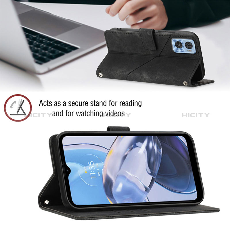 Handytasche Stand Schutzhülle Flip Leder Hülle YB1 für Motorola Moto E22i