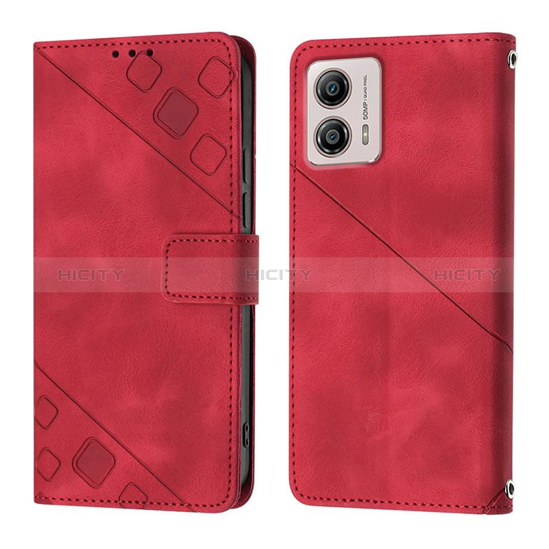 Handytasche Stand Schutzhülle Flip Leder Hülle YB1 für Motorola Moto G53 5G Rot Plus