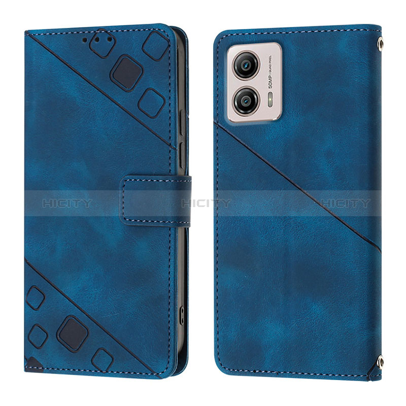 Handytasche Stand Schutzhülle Flip Leder Hülle YB1 für Motorola Moto G53j 5G Blau