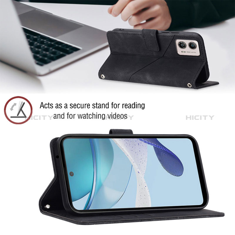 Handytasche Stand Schutzhülle Flip Leder Hülle YB1 für Motorola Moto G53y 5G groß