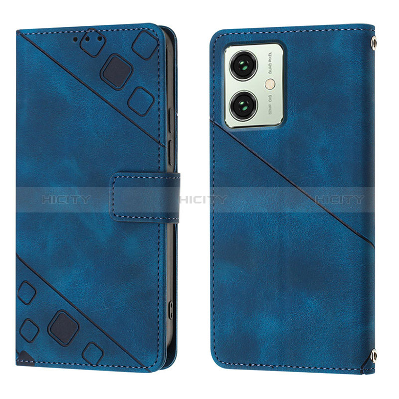 Handytasche Stand Schutzhülle Flip Leder Hülle YB1 für Motorola Moto G54 5G Blau