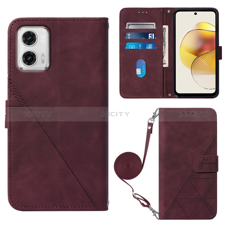 Handytasche Stand Schutzhülle Flip Leder Hülle YB1 für Motorola Moto G73 5G Rot