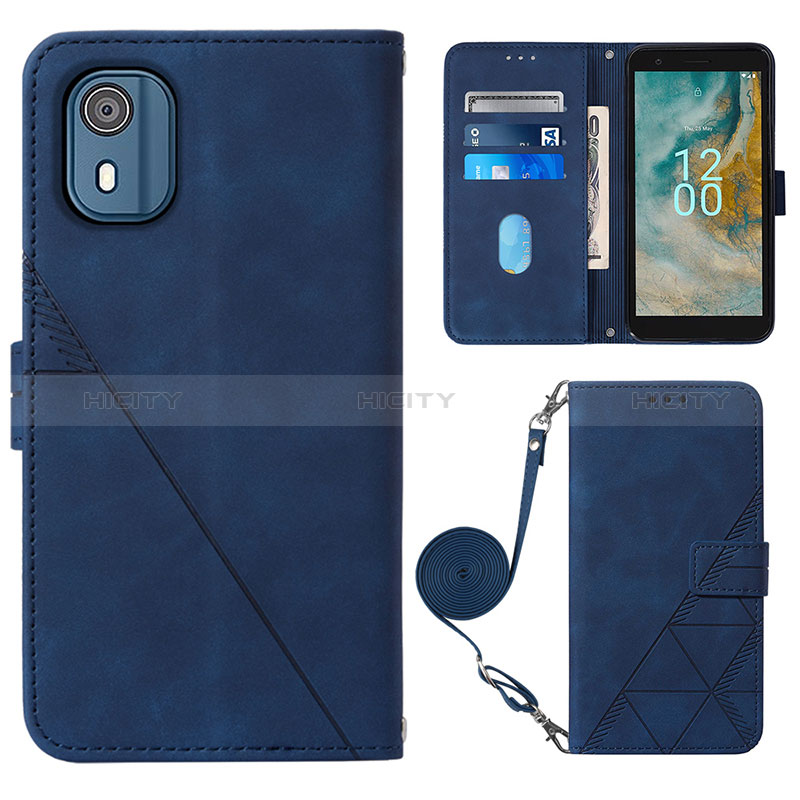 Handytasche Stand Schutzhülle Flip Leder Hülle YB1 für Nokia C02 Blau Plus